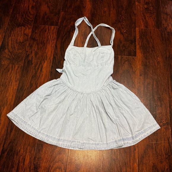 FREE PEOPLE Laurel Denim Mini Dress Light Wash XL nwt - Picture 2 of 16